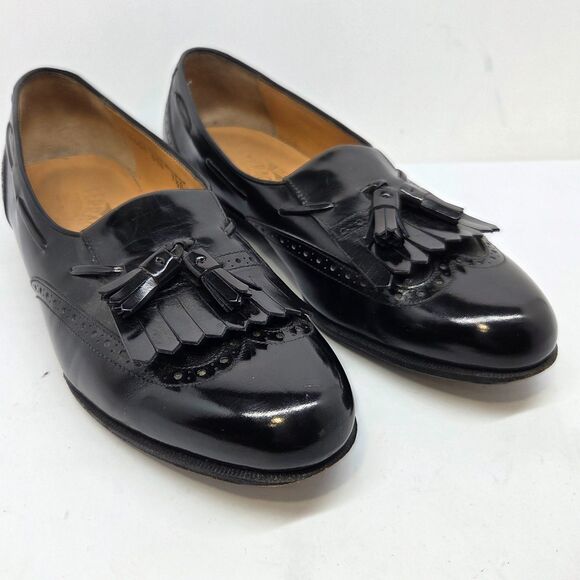 Salvatore Ferragamo Mens Black Leather Kilted Tassel Loafers Size US 7.5 D main image 10